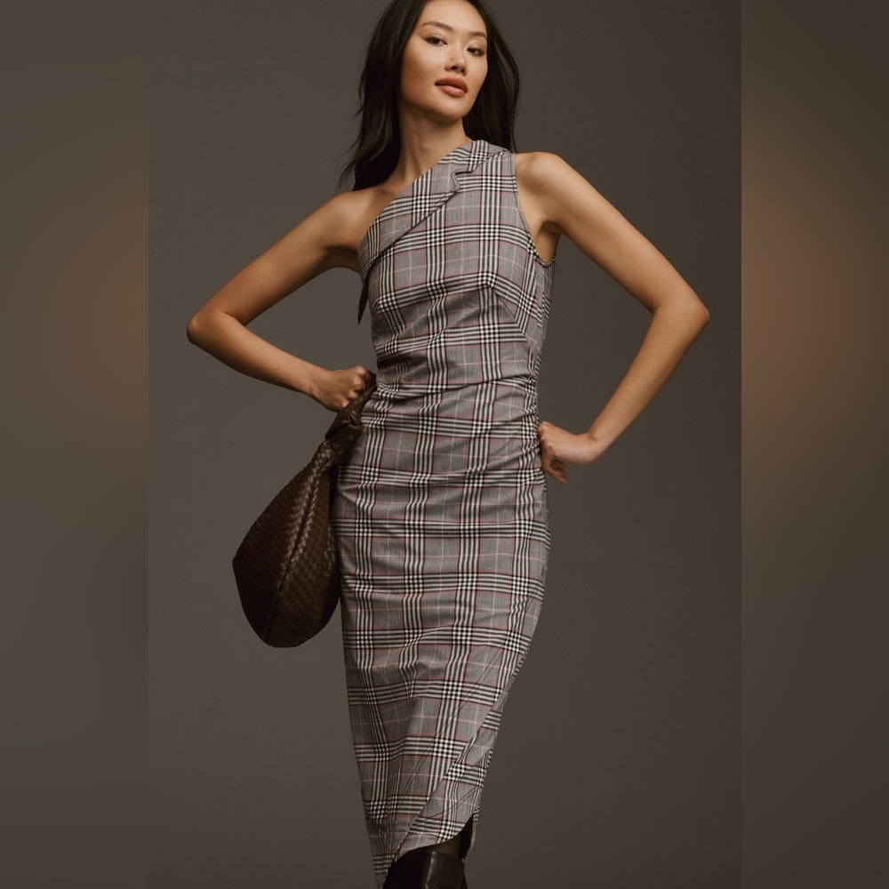 MAEVE One-shoulder Asymmetrical Slim Midi Dress